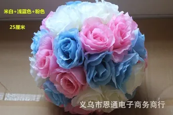  Levandų Spalva Dirbtinio šilko bučiavosi rožių gėlių kamuolys 30 cm, išorinis skersmuo 12pcs/daug vestuvių Bažnyčioje apdaila