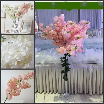  Naujas 4 šakutės Netikrą Vyšnių Žiedų Gėlių Filialas Begonia Sakura Medžio Kamienas Renginio Vestuvių Medžio Dekoro Dirbtinis Dekoratyvinis Gėlių